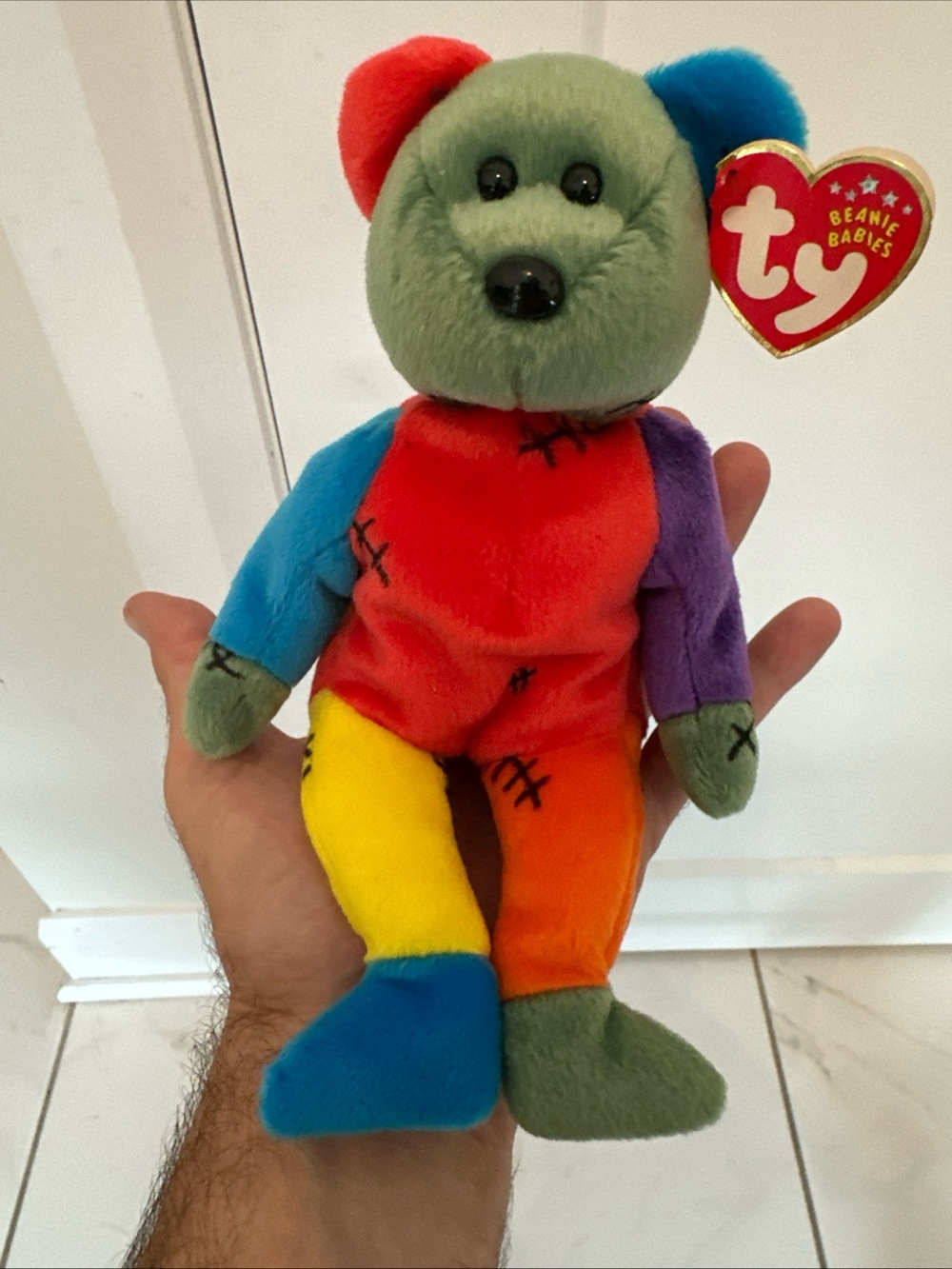 Ty Beanie Baby Frankenteddy 2001 10th Generation Hang Tag W/ Rare Errors - MINT